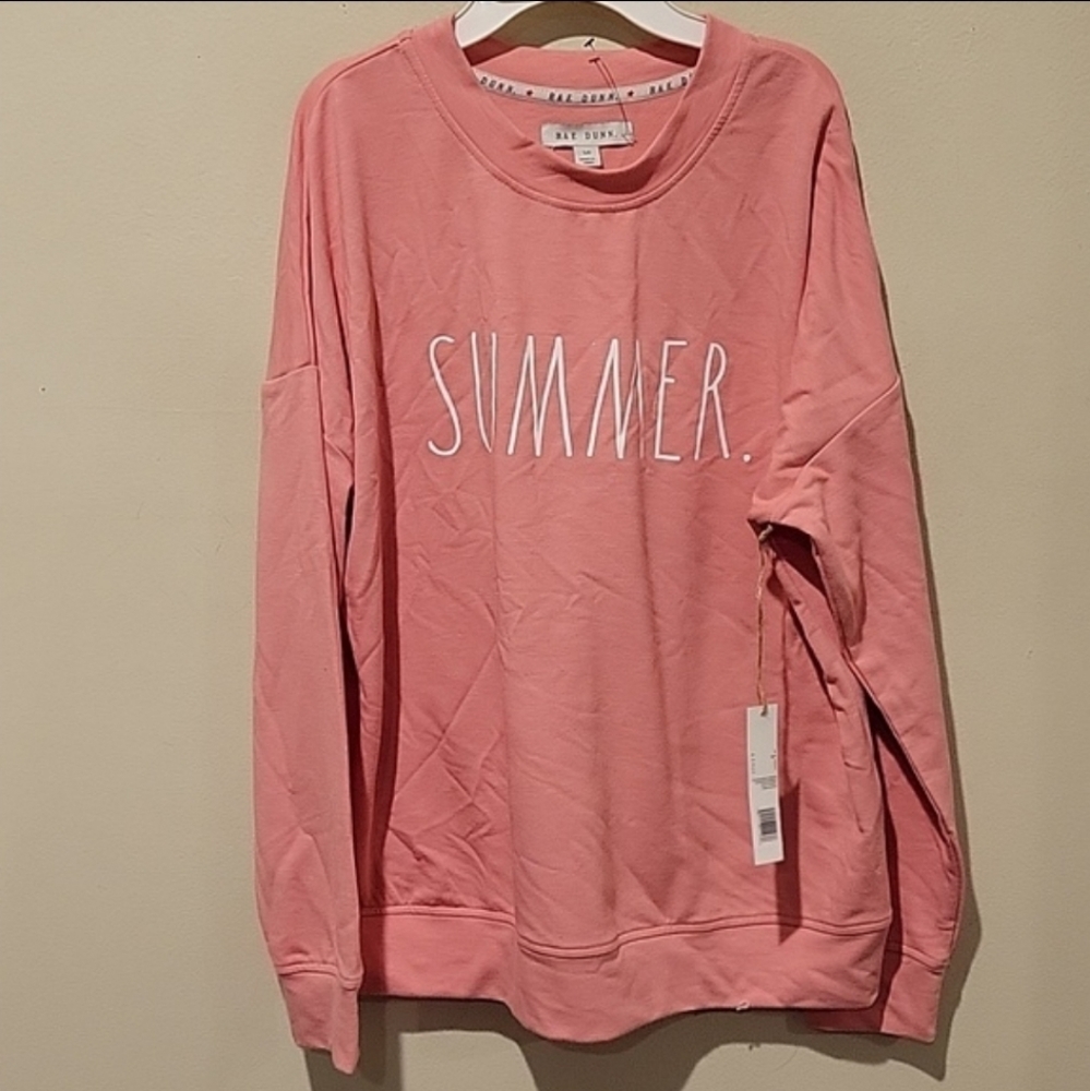 ❤️ NWT! RAE DUNN SOFT CREW NECK DROP SHOULDER "SUMMER" PULLOVER TOP / SWEATSHIRT